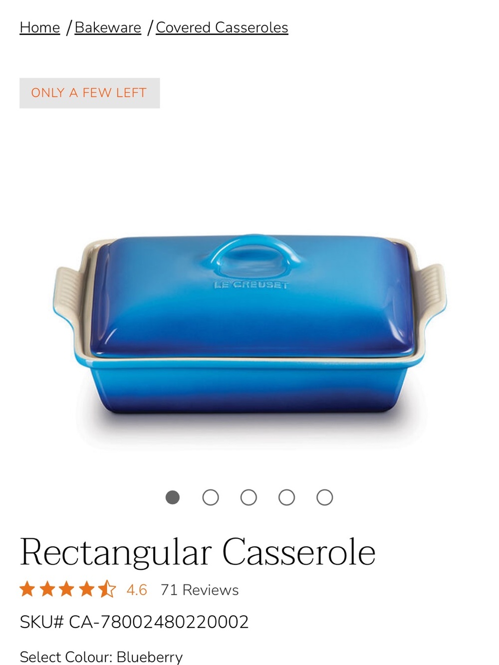 Le Creuset Blue Ceramic Dish Lid with Tag